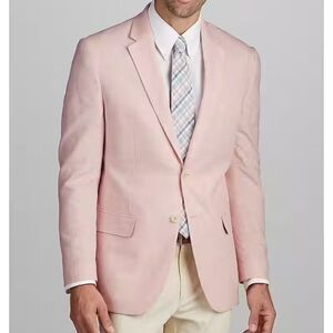 42L JOS A BANK Slim Fit Linen Blend Men's Blazer Sportcoat Pink C100816